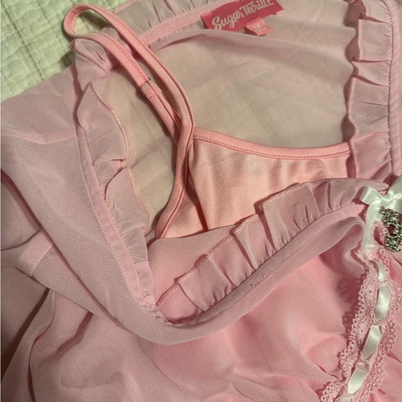 Sugar Thrillz Pink Sheer Ruffle Top - Picture 6 of 8